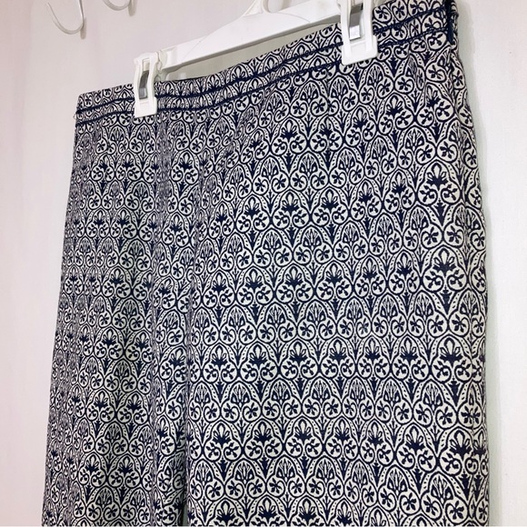 Tory Burch  Heidi Jacquard Print Navy&White Stretch  Slim Fit Pants Size 6 - Picture 6 of 14